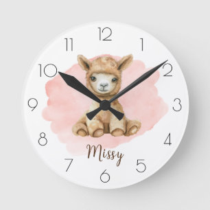 Reloj Redondo Mediano Personalizar acuarela Llama sala de Chicas de guar