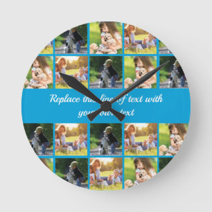 Reloj Redondo Mediano Personalizar el collage de fotografías y el texto