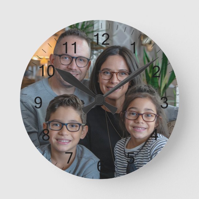 Reloj Redondo Mediano Personalizar la foto de su propia familia Personal (Anverso)