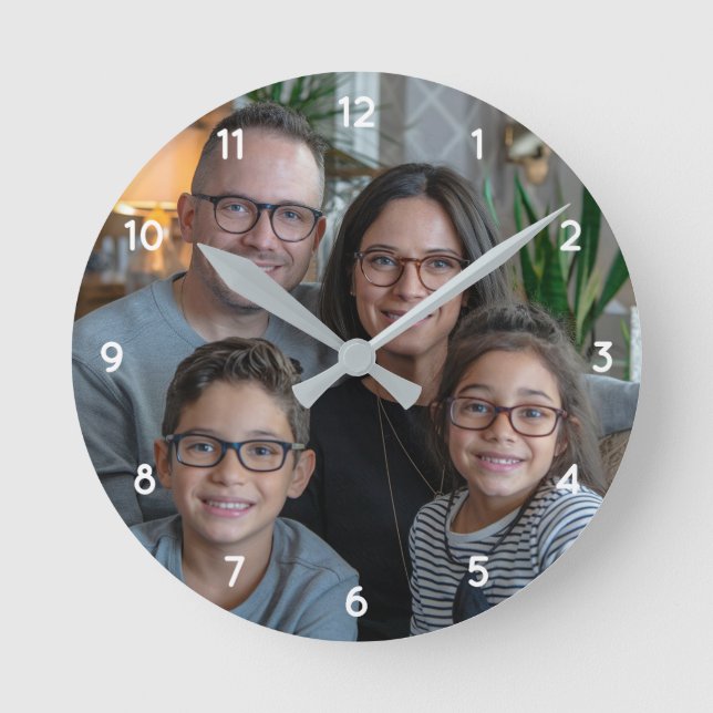 Reloj Redondo Mediano Personalizar la foto de su propia familia Personal (Anverso)