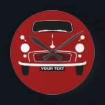 Reloj Redondo Mediano Personalize Custom Red Morris Minor Pop Art<br><div class="desc">Personalize Custom Red Morris Minor Pop Art Round Clock</div>
