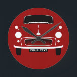 Reloj Redondo Mediano Personalize Custom Red Morris Minor Pop Art<br><div class="desc">Personalize Custom Red Morris Minor Pop Art Round Clock</div>