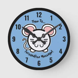 Reloj Redondo Mediano PERSONALIZE Cute White Mousie