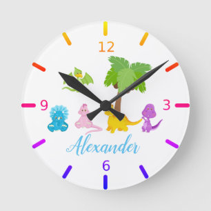 Reloj Redondo Mediano Personalized Baby Dinosaur & Friends