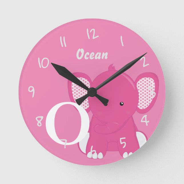 Reloj Redondo Mediano Personalized Baby Pink Round Clock (Anverso)