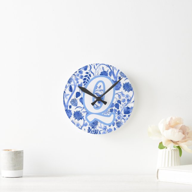 Reloj Redondo Mediano Personalized Blue French Toile Q (Hogar)