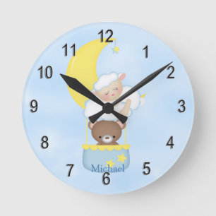 Reloj Redondo Mediano Personalized Clock Baby Lamb Teddy Bear