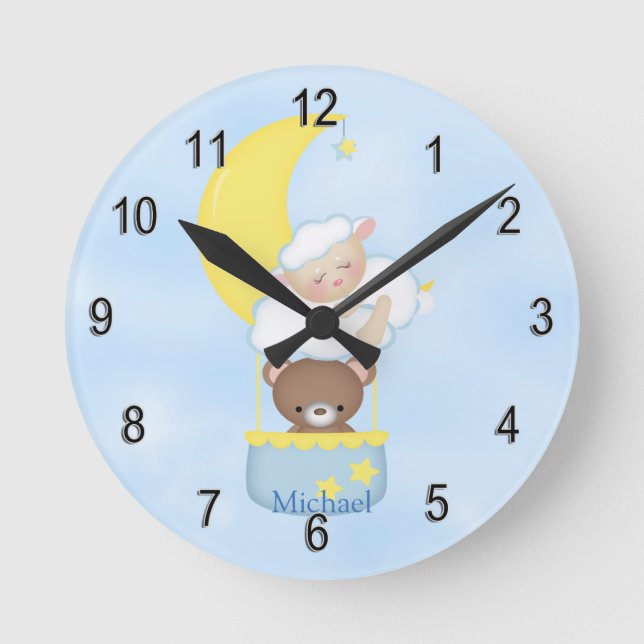 Reloj Redondo Mediano Personalized Clock Baby Lamb Teddy Bear (Anverso)