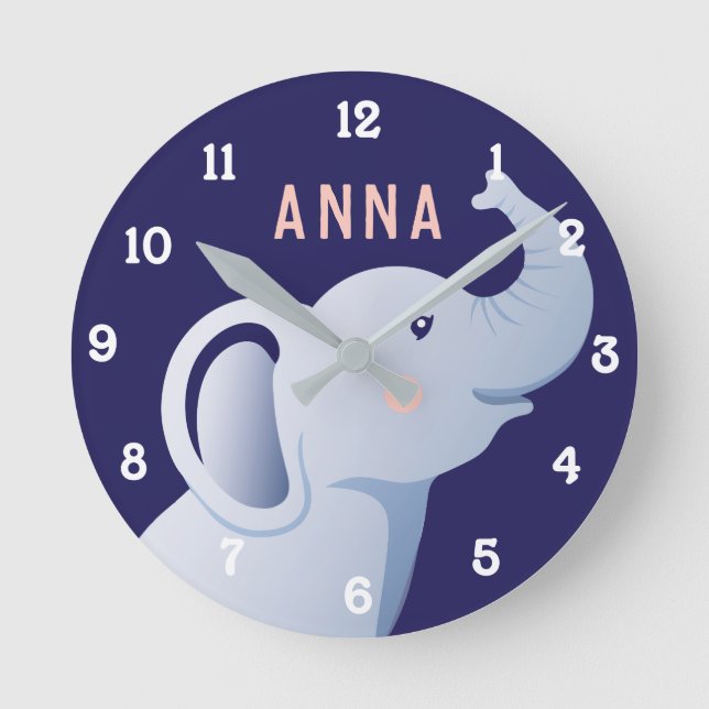 Reloj Redondo Mediano Personalized Elephant Wall Clock (Anverso)