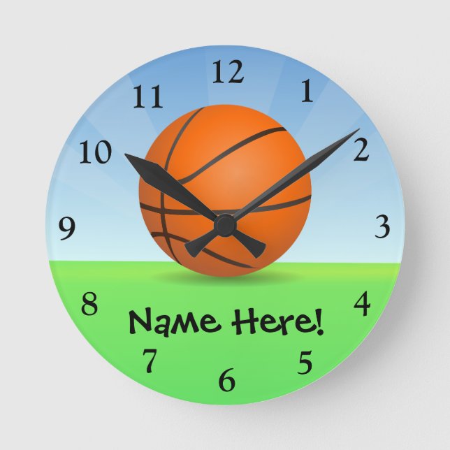 Reloj Redondo Mediano Personalized Kid's Sports Basketball Sunny Day (Anverso)