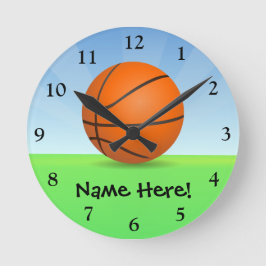 Reloj Redondo Mediano Personalized Kid's Sports Basketball Sunny Day
