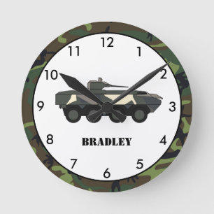 Reloj Redondo Mediano Personalized Military Tank Camo Round Clock
