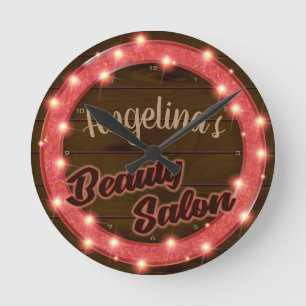 Reloj Redondo Mediano Personalized NAME Neon Beauty Salon Custom Shop