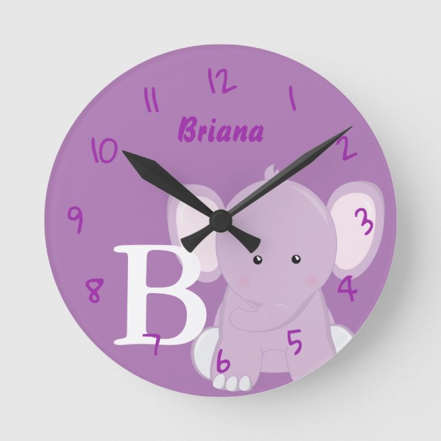 Reloj Redondo Mediano Personalized Nursery Lilac Round Clock (Anverso)