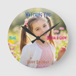 Reloj Redondo Mediano Personalized Photo & Text Custom Birthday Gift