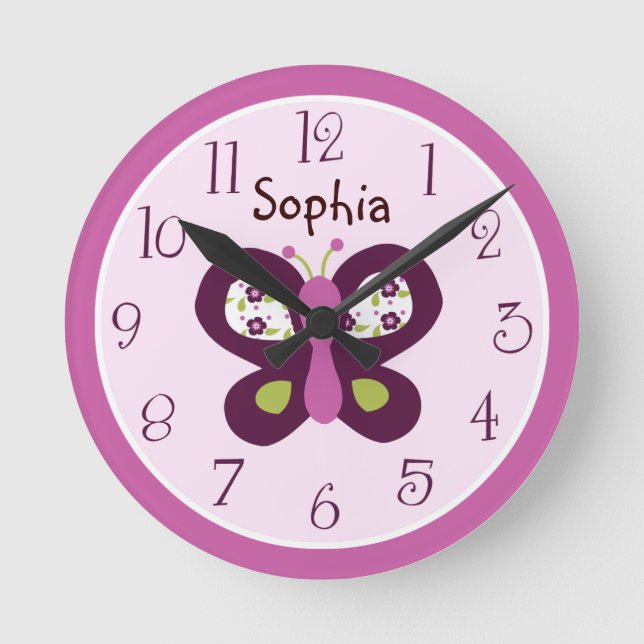 Reloj Redondo Mediano Personalized Sugar Plum/Butterfly Clock (Anverso)