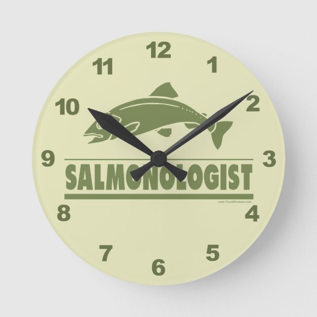 Reloj Redondo Mediano Pesca con mosca de salmón (Anverso)