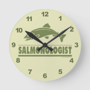 Reloj Redondo Mediano Pesca con mosca de salmón