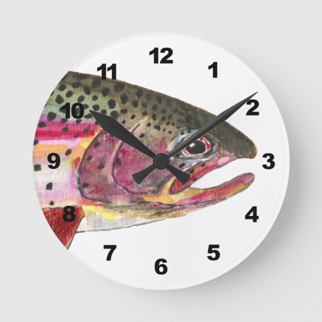 Reloj Redondo Mediano Pesca de trucha arco iris (Anverso)