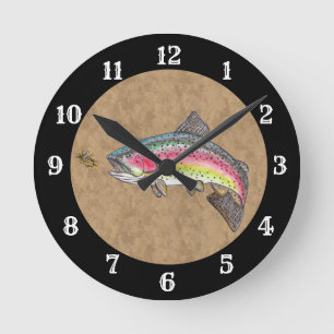 Reloj Redondo Mediano Pesca de trucha arco iris