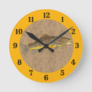 Reloj Redondo Mediano Pesca de trucha marrón