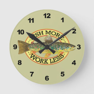 Reloj Redondo Mediano Pesca de trucha marrón