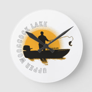 Reloj Redondo Mediano Pesca en Lago Michigan