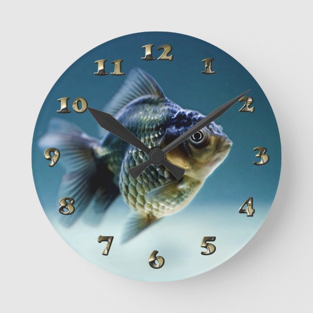 Reloj Redondo Mediano Pescado acuático Carasio (Anverso)