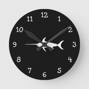 Reloj Redondo Mediano Pescado de espada blanco