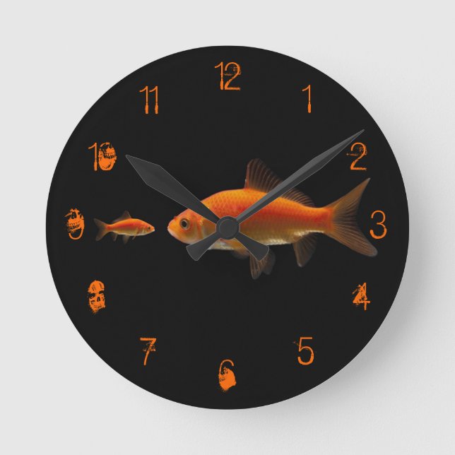 Reloj Redondo Mediano Pescado de oro (Anverso)