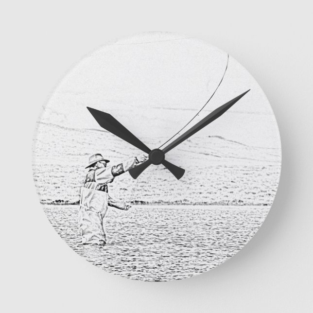 Reloj Redondo Mediano pescador de la mosca (Anverso)
