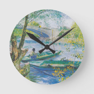 Reloj Redondo Mediano Pescadores y barcos de Van Gogh en el Pont de Clic