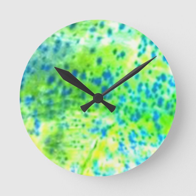 Reloj Redondo Mediano "Pescados" - Mahi Mahi del delfín por PatternWear© (Anverso)