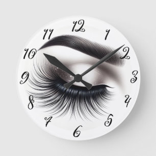 Reloj Redondo Mediano Pestañas Postizas Largas Negras y Rizadas Extensio