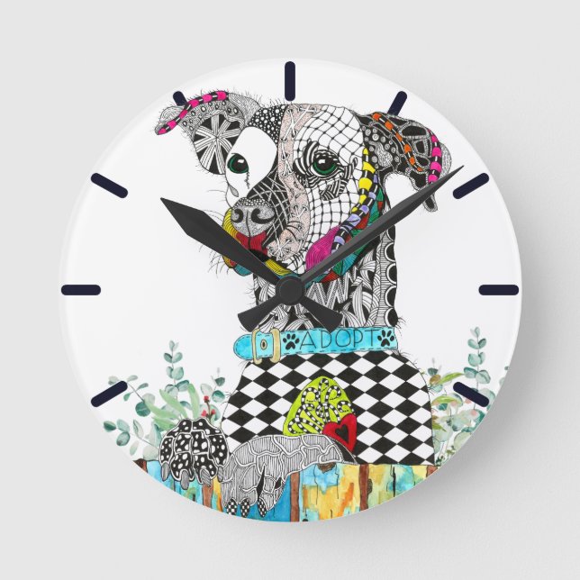 Reloj Redondo Mediano Pet Adoption Awareness and Rescue Clock (Anverso)