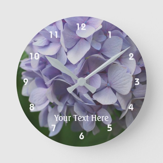 Reloj Redondo Mediano Pétalos de flores de hidrangea de lavanda (Anverso)