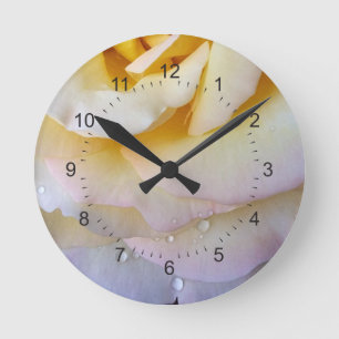 Reloj Redondo Mediano Pétalos rosados amarillos