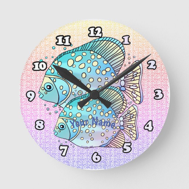 Reloj Redondo Mediano Pez Piscis (Anverso)