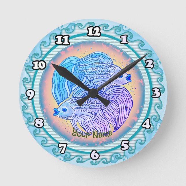 Reloj Redondo Mediano Pez Yin Yang (Anverso)