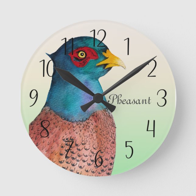 Reloj Redondo Mediano Pheasant Bird Watercolor Painting Watch (Anverso)