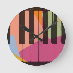 Reloj Redondo Mediano Piano Pop Art