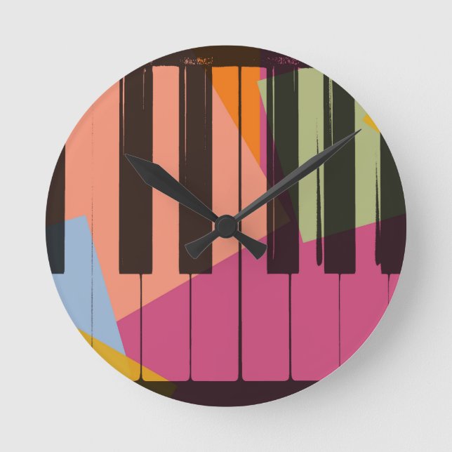 Reloj Redondo Mediano Piano Pop Art (Anverso)