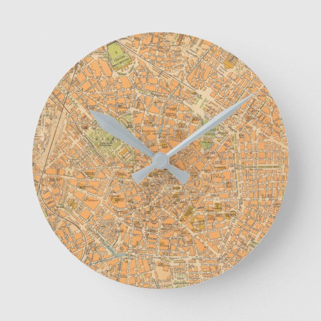 Reloj Redondo Mediano Pianta di Milano - Mapa de Milán, Italia (Anverso)