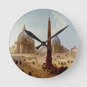 Reloj Redondo Mediano Piazza del Popolo, Roma (aceite en lona)