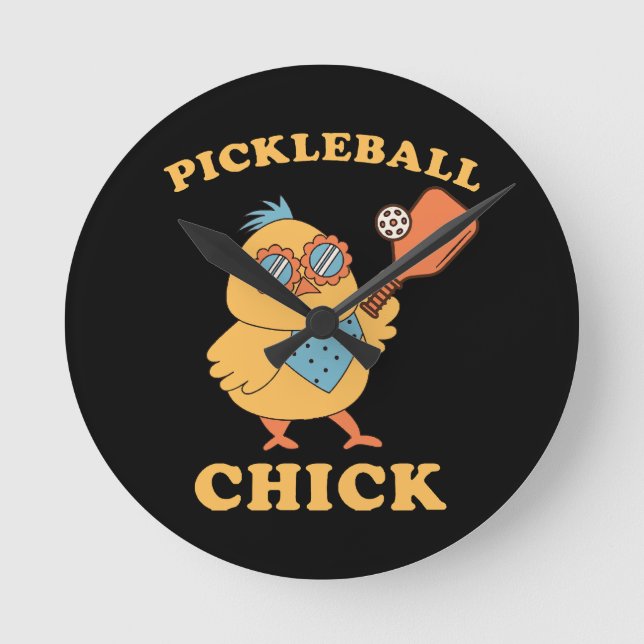 Reloj Redondo Mediano Pickleball Chick - retro (Anverso)