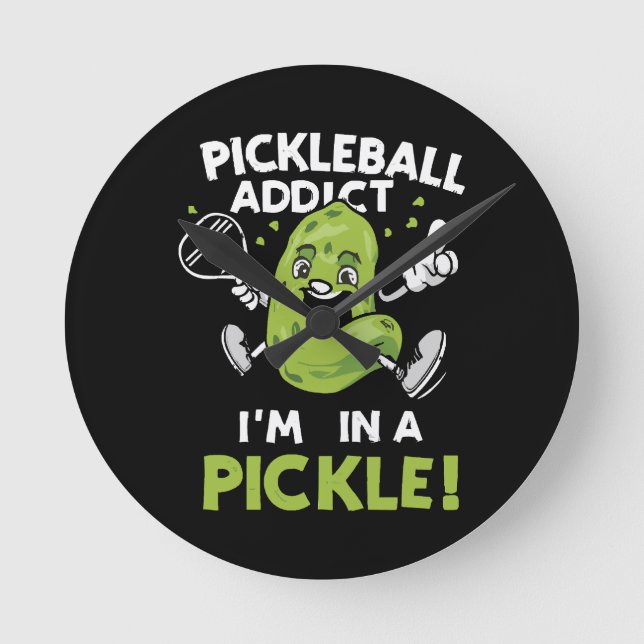 Reloj Redondo Mediano Pickleball Divertido (Anverso)