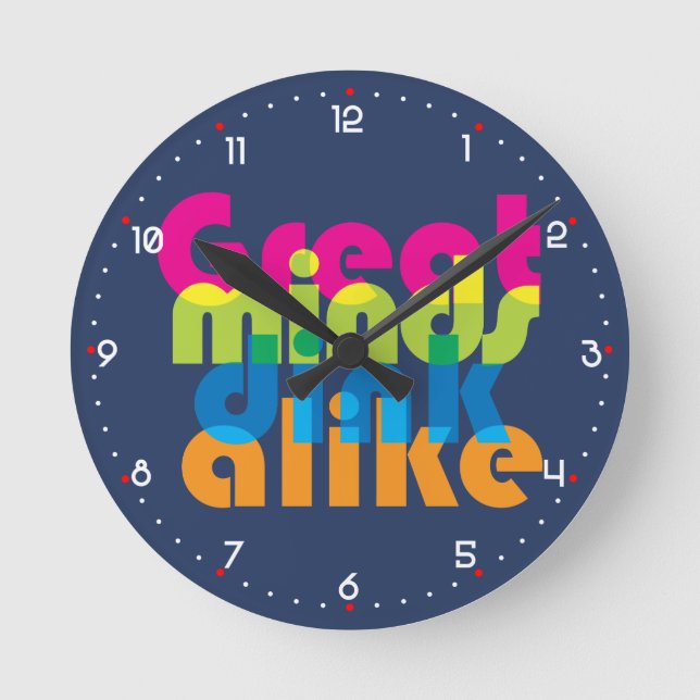 Reloj Redondo Mediano Pickleball Las grandes mentes bailan igual (Anverso)