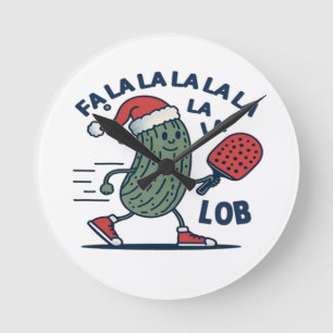 Reloj Redondo Mediano Pickleball Navidad