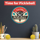 Reloj Redondo Mediano Pickleball Team Player Name Monogram<br><div class="desc">Time for Pickleball!   Vintage colors and vintage design. Features a pickleball and pickleball paddles. Perfect for any pickleball fan,  fun way to show your love of the sport.  Monogrammed with name or team name.</div>