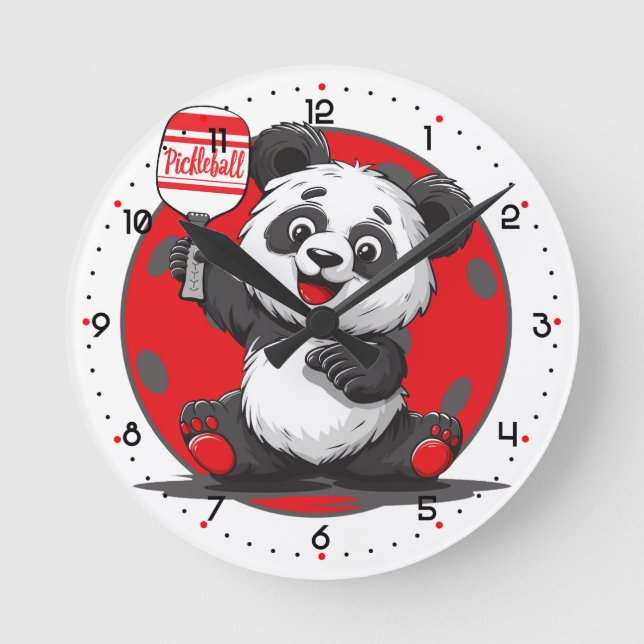 Reloj Redondo Mediano PicklePanda Hora de Machacar Pickleball  (Anverso)